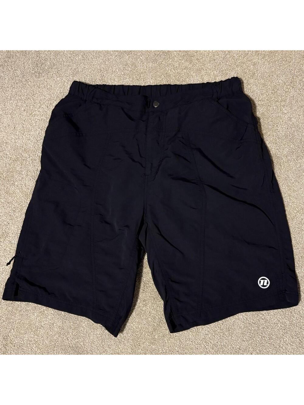 Novara Mens 34 Large Padded Mountain Bike Double Shorts Black Nylon Cycling